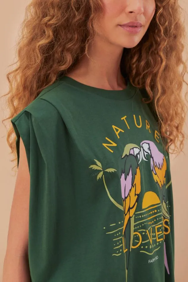Green Nature Lovers Pleat Organic Cotton TShirt Women FARM Rio Tshirts