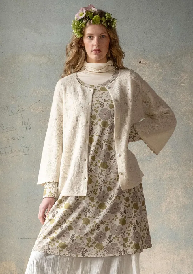 Gudrun Sjdn Blomstra Pointelle Cardigan In Felted Wool Women Cardigans