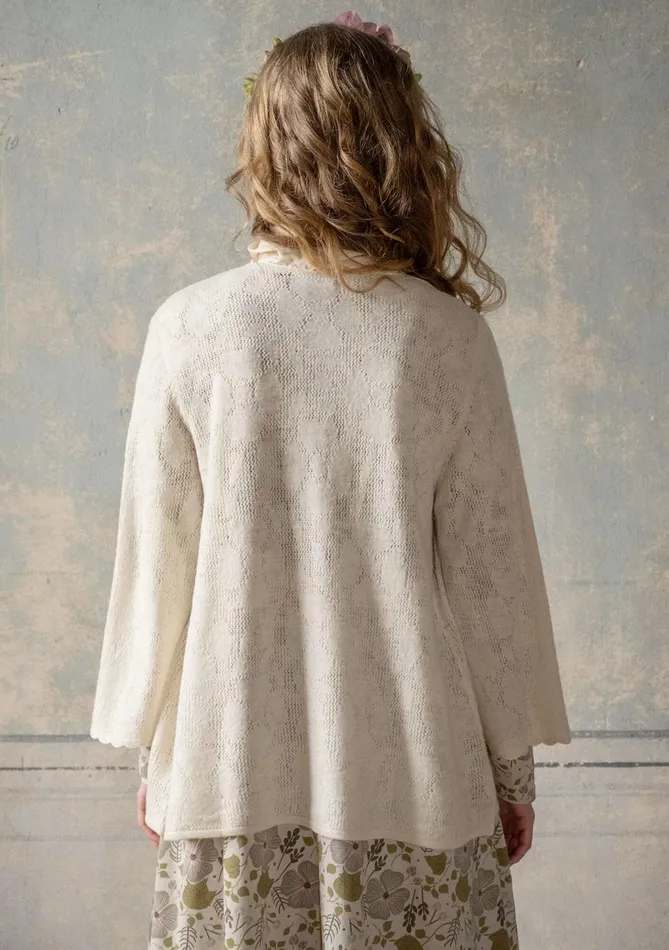 Gudrun Sjdn Blomstra Pointelle Cardigan In Felted Wool Women Cardigans
