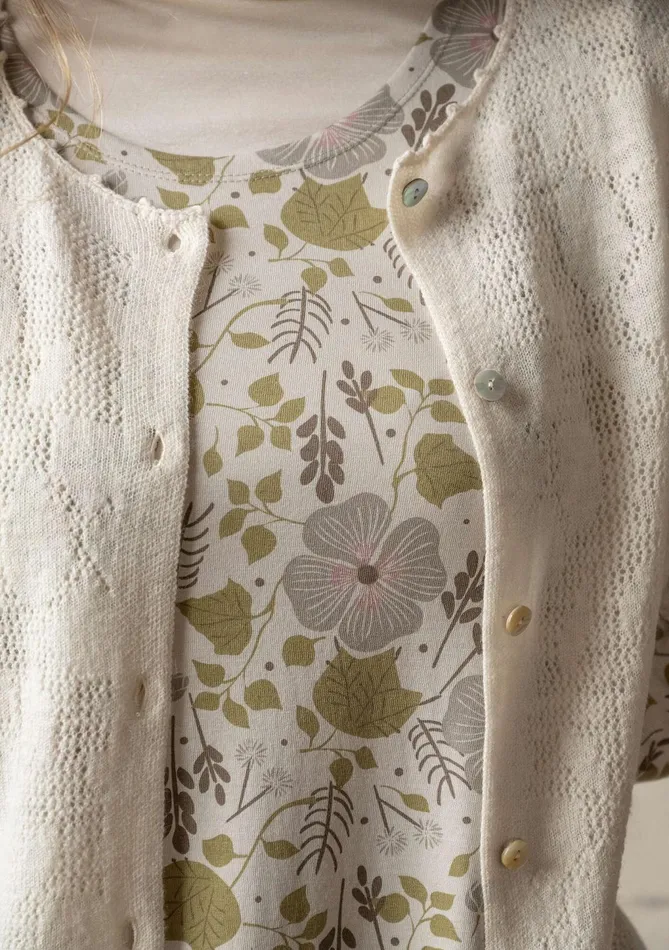 Gudrun Sjdn Blomstra Pointelle Cardigan In Felted Wool Women Cardigans