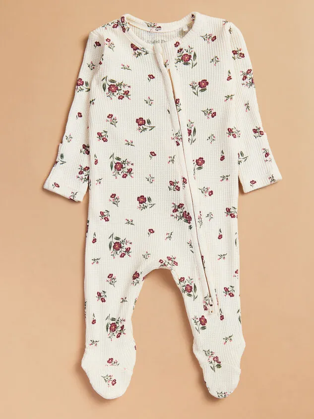 Hartley Floral Waffle Knit Footie Ivory Girl Altar039d State Sleepwear