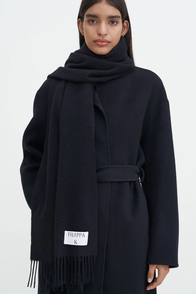 Hats and Scarves Women Cashmere Blend Scarf Black filippak