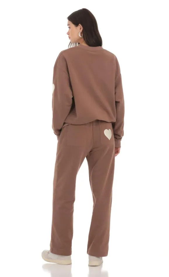 Heart Pocket Sweatpants Brown Women LUCY IN THE SKY Pants