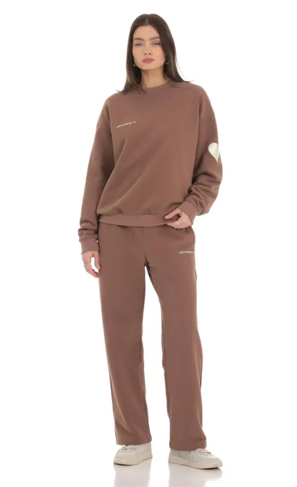 Heart Pocket Sweatpants Brown Women LUCY IN THE SKY Pants Heart Pocket Sweatpants Brown Women LUCY IN THE SKY Pants