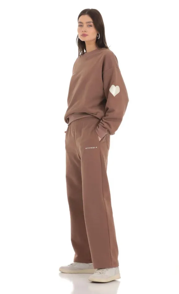 Heart Pocket Sweatpants Brown Women LUCY IN THE SKY Pants Heart Pocket Sweatpants Brown Women LUCY IN THE SKY Pants