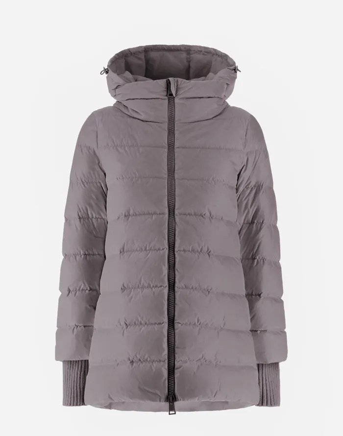 Herno ASHAPE JACKET IN NYLON CHAMONIX Grey Women Long Down Jackets