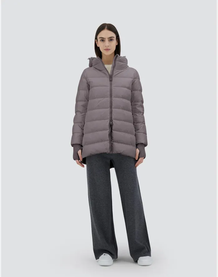 Herno ASHAPE JACKET IN NYLON CHAMONIX Grey Women Long Down Jackets