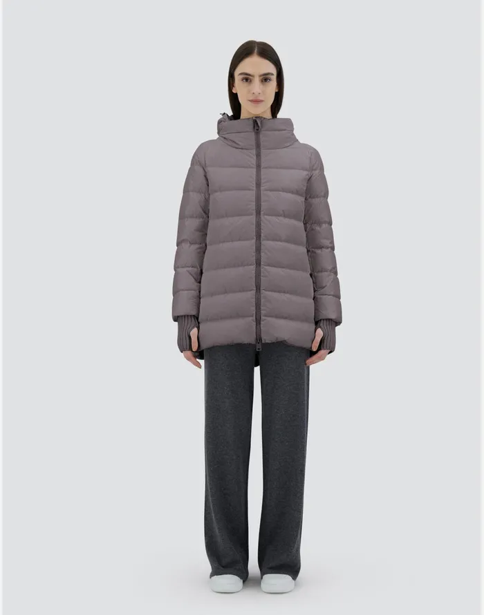 Herno ASHAPE JACKET IN NYLON CHAMONIX Grey Women Long Down Jackets