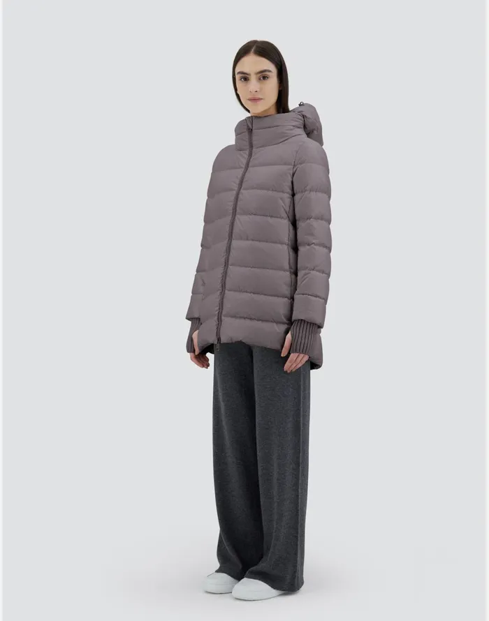Herno ASHAPE JACKET IN NYLON CHAMONIX Grey Women Long Down Jackets