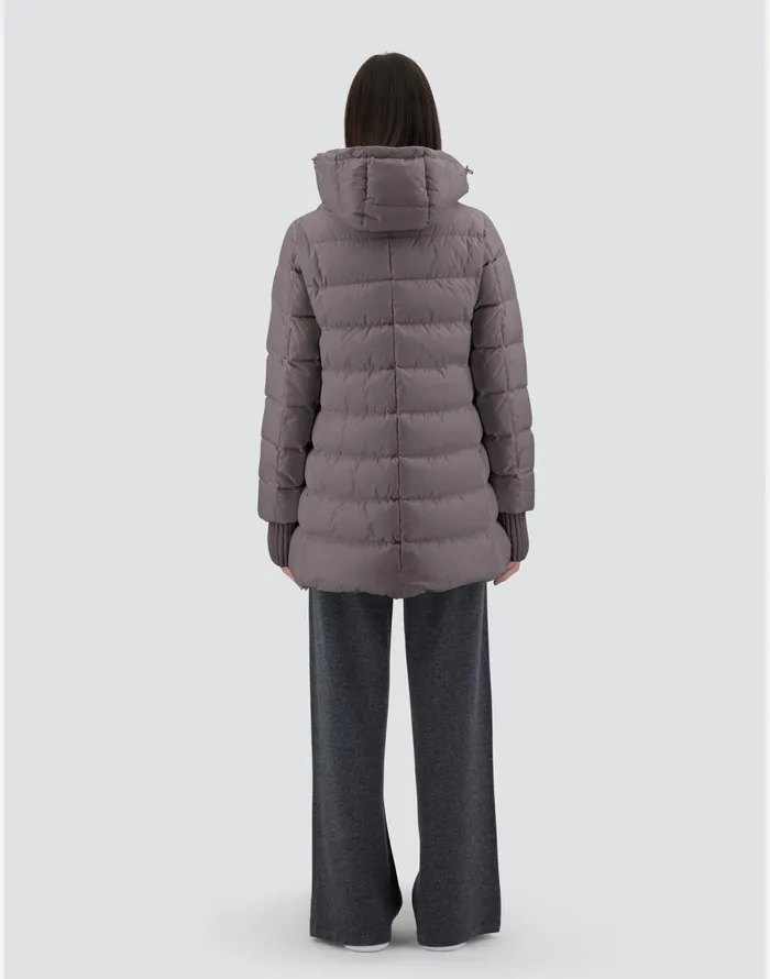 Herno ASHAPE JACKET IN NYLON CHAMONIX Grey Women Long Down Jackets