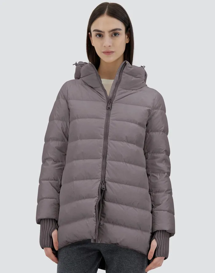 Herno ASHAPE JACKET IN NYLON CHAMONIX Grey Women Long Down Jackets