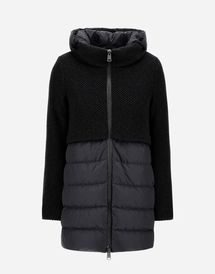 Herno ASHAPE JACKET IN REVIVAL AND NYLON CHAMONIX Black Women Long Down Jackets