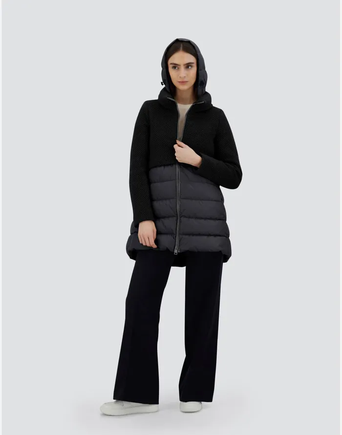 Herno ASHAPE JACKET IN REVIVAL AND NYLON CHAMONIX Black Women Long Down Jackets