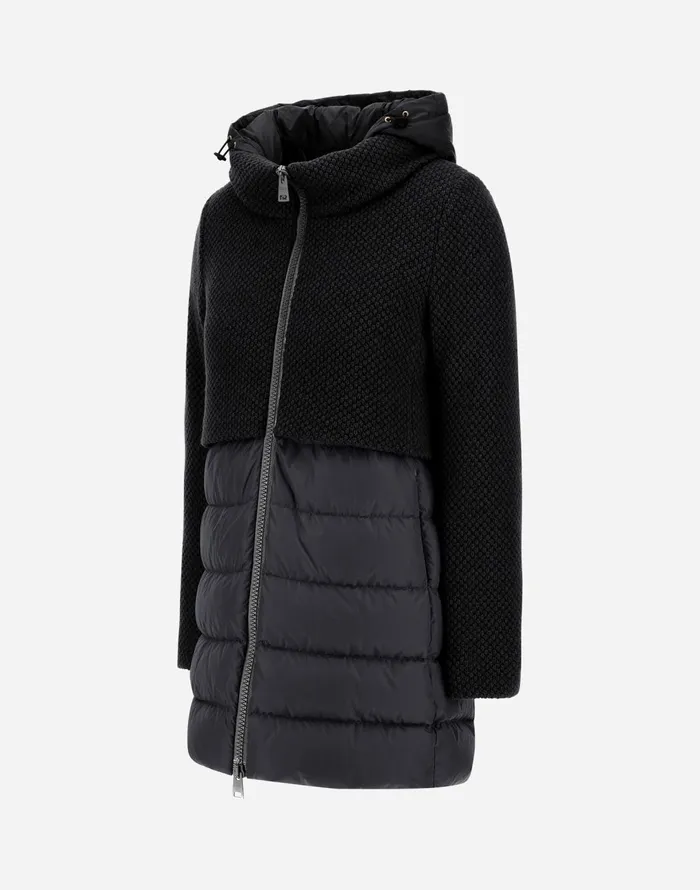 Herno ASHAPE JACKET IN REVIVAL AND NYLON CHAMONIX Black Women Long Down Jackets