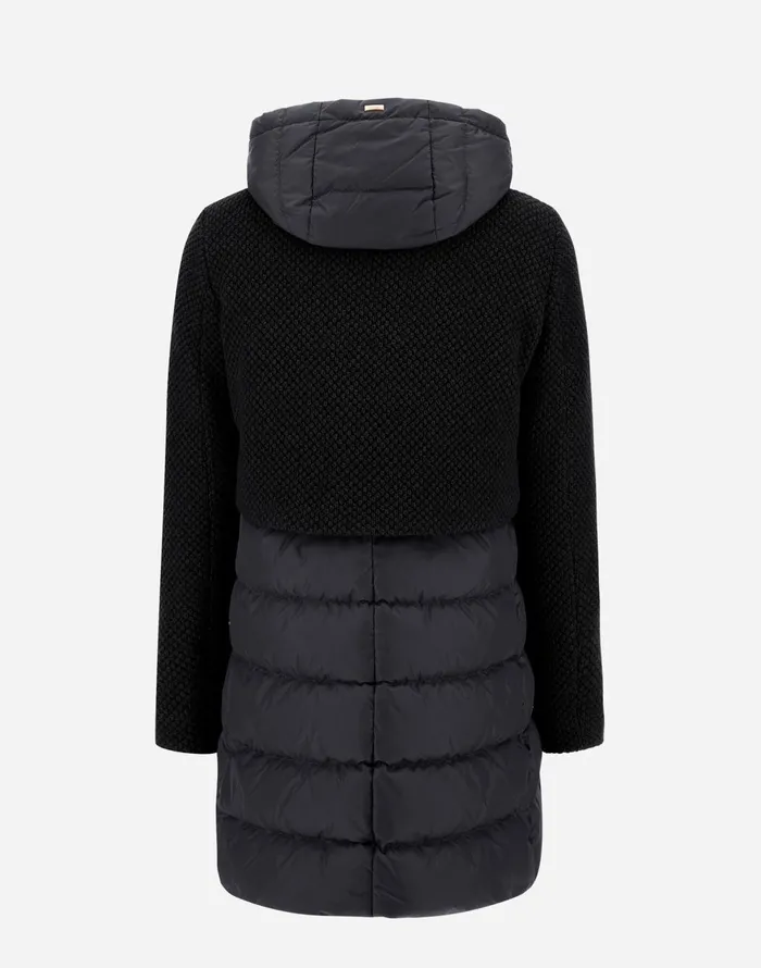 Herno ASHAPE JACKET IN REVIVAL AND NYLON CHAMONIX Black Women Long Down Jackets