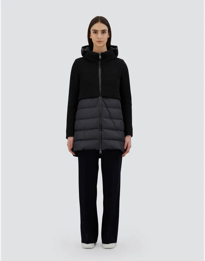 Herno ASHAPE JACKET IN REVIVAL AND NYLON CHAMONIX Black Women Long Down Jackets