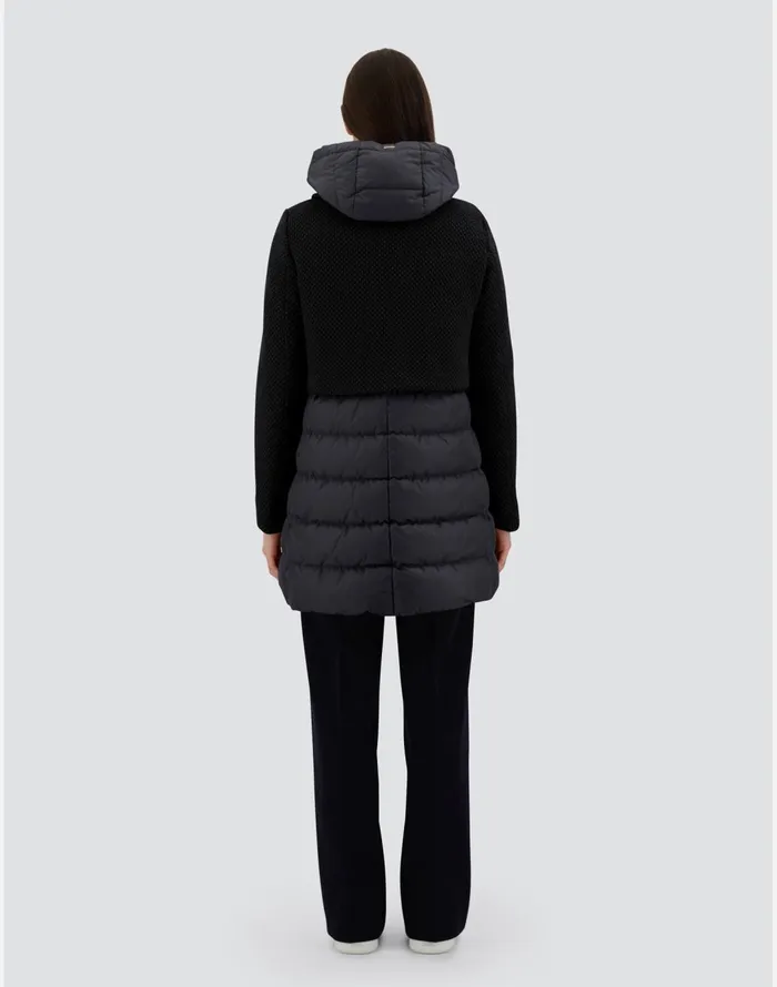 Herno ASHAPE JACKET IN REVIVAL AND NYLON CHAMONIX Black Women Long Down Jackets