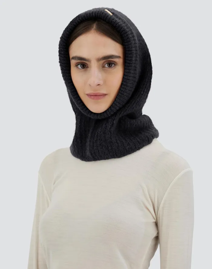 Herno BALACLAVA IN PLAINALPACA WOOL Black Women Hats