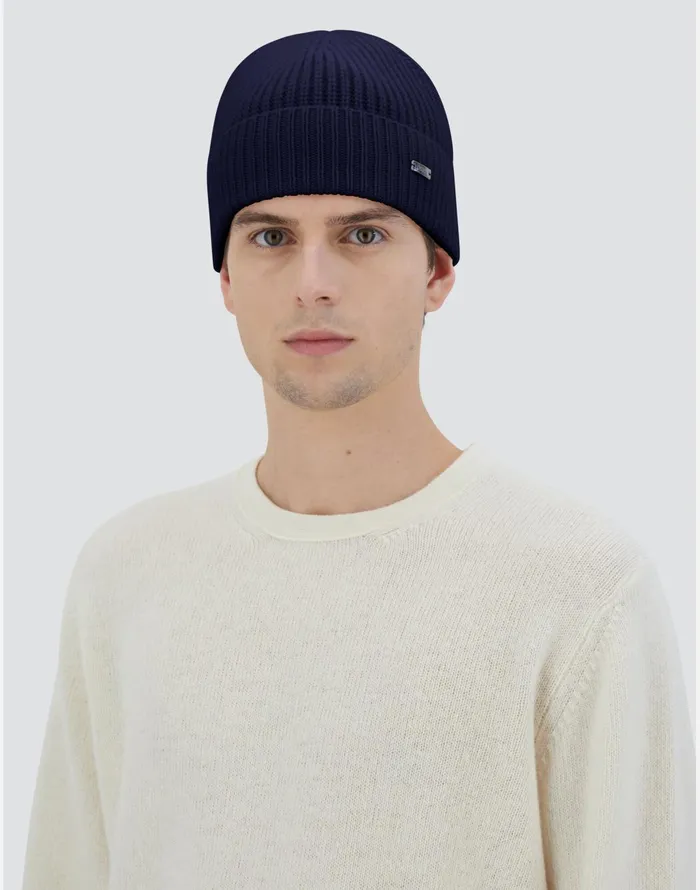 Herno BEANIE IN ETERNITY CASHMERE Navy Blue Men Hats