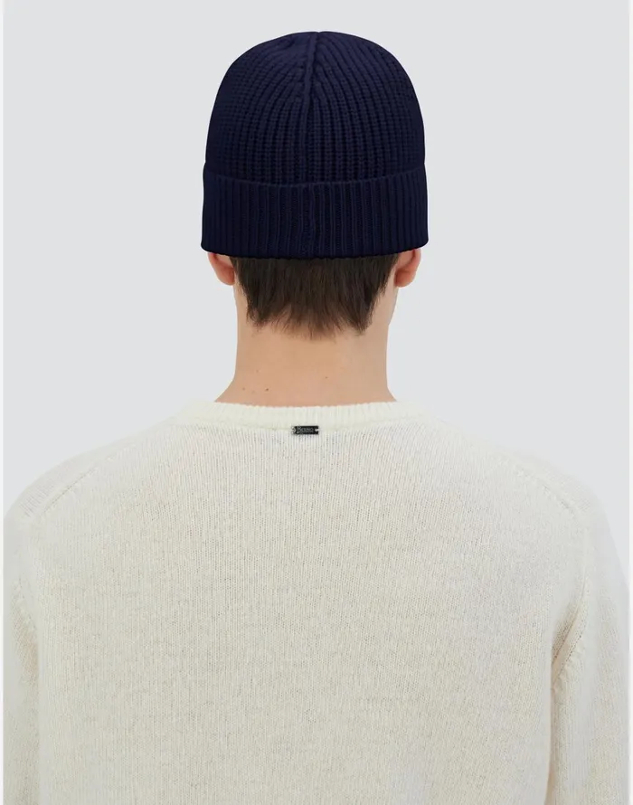 Herno BEANIE IN ETERNITY CASHMERE Navy Blue Men Hats