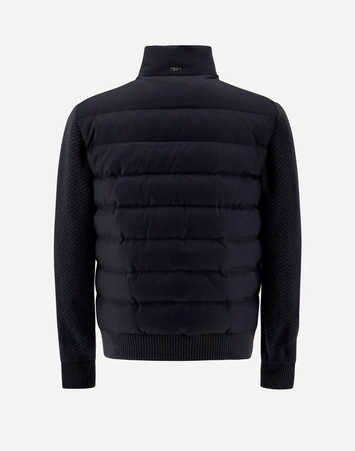 Herno BOMBER JACKET IN CASHMERE SILK AND KNIT Navy Blue Men Bomber