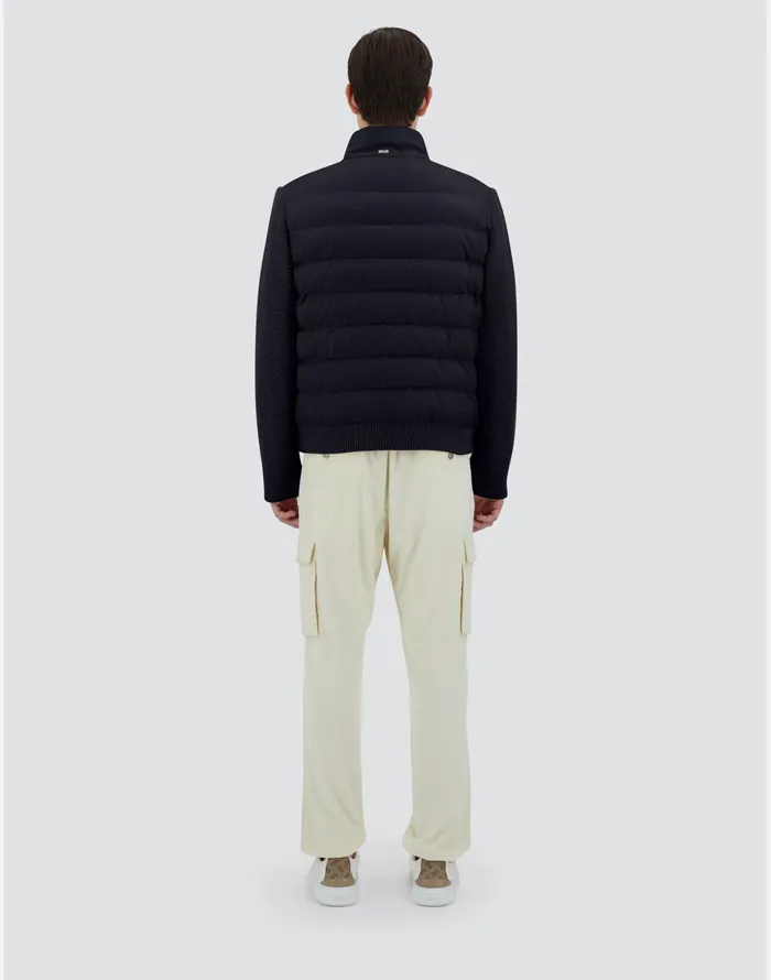 Herno BOMBER JACKET IN CASHMERE SILK AND KNIT Navy Blue Men Bomber