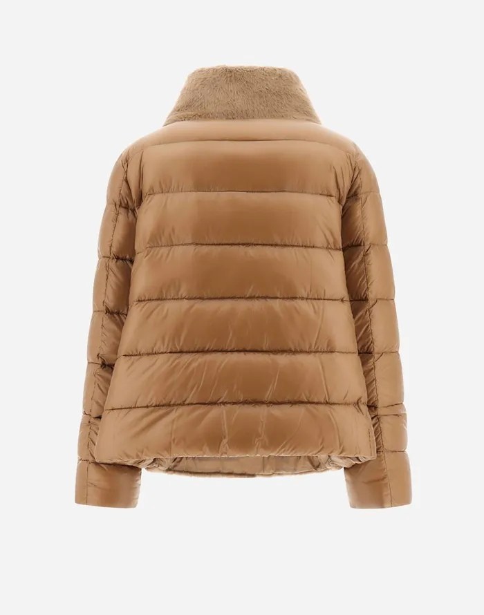 Herno CAPE IN NYLON ULTRALIGHT AND NEW LADY FAUX FUR Camel Women Parka and Jackets