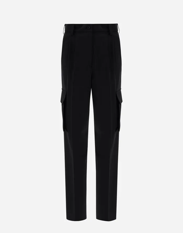 Herno CARGO TROUSERS IN SOFT WOOL Black Women Trousers