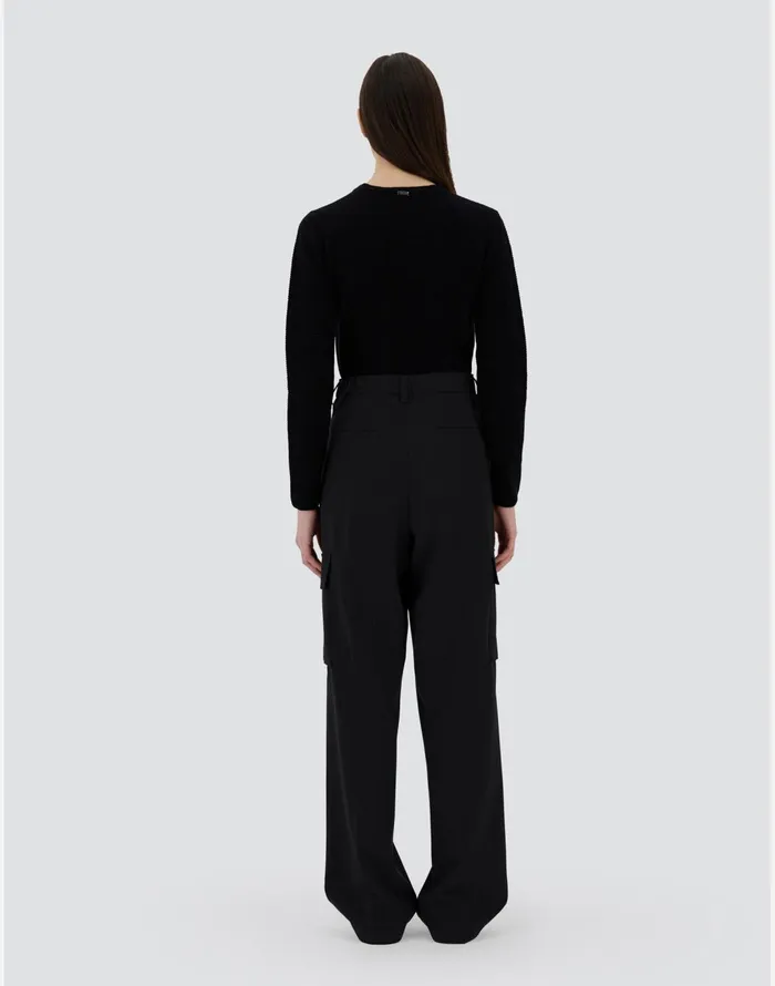 Herno CARGO TROUSERS IN SOFT WOOL Black Women Trousers