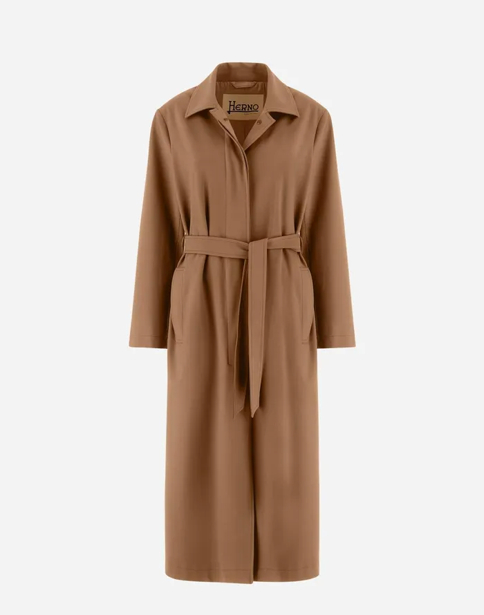 Herno RAINCOAT IN SOFT WOOL Camel Women Coats and Trench Coats
