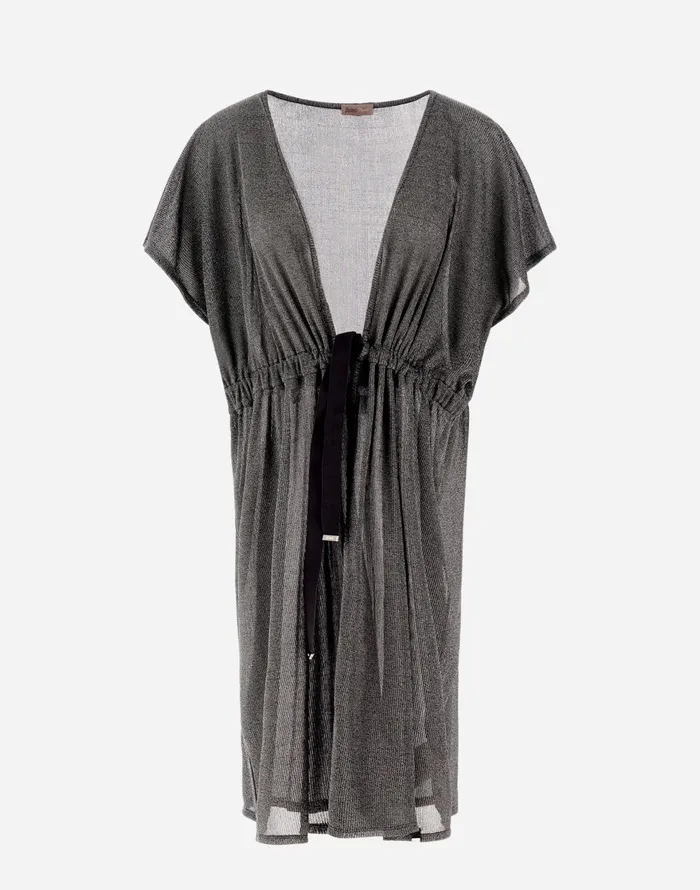 Herno RESORT CARDIGAN IN SHINE THROUGH Light Grey Women Sweaters and Cardigan