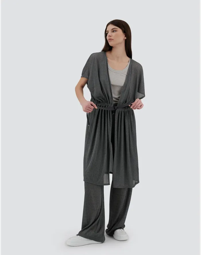 Herno RESORT CARDIGAN IN SHINE THROUGH Light Grey Women Sweaters and Cardigan