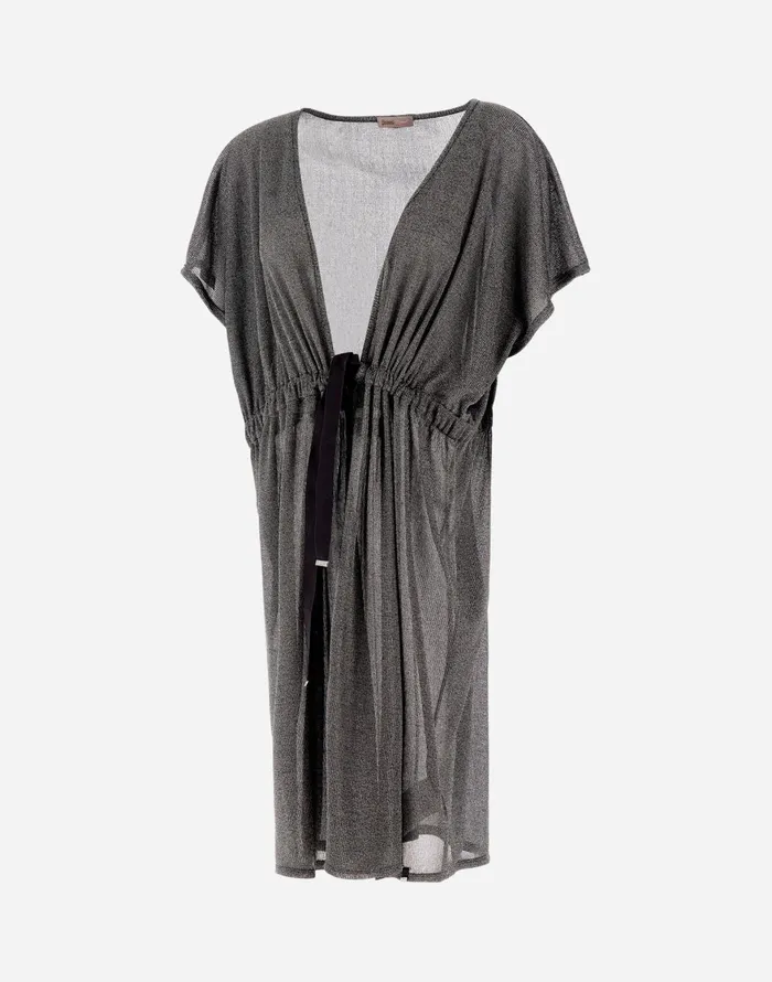 Herno RESORT CARDIGAN IN SHINE THROUGH Light Grey Women Sweaters and Cardigan