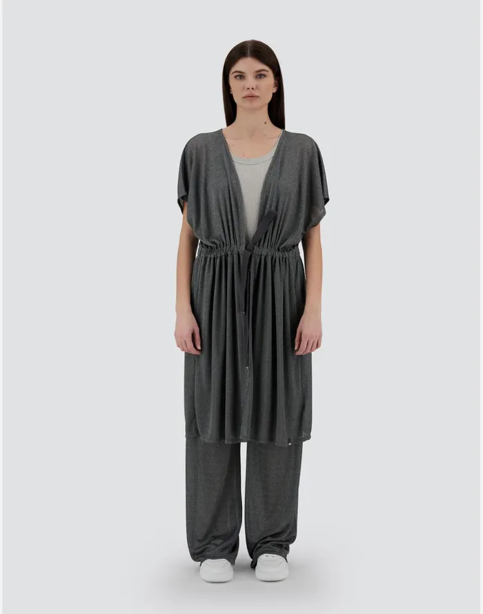 Herno RESORT CARDIGAN IN SHINE THROUGH Light Grey Women Sweaters and Cardigan