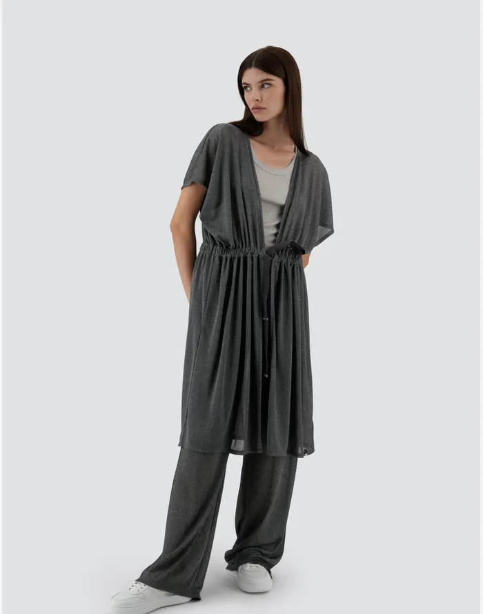 Herno RESORT CARDIGAN IN SHINE THROUGH Light Grey Women Sweaters and Cardigan
