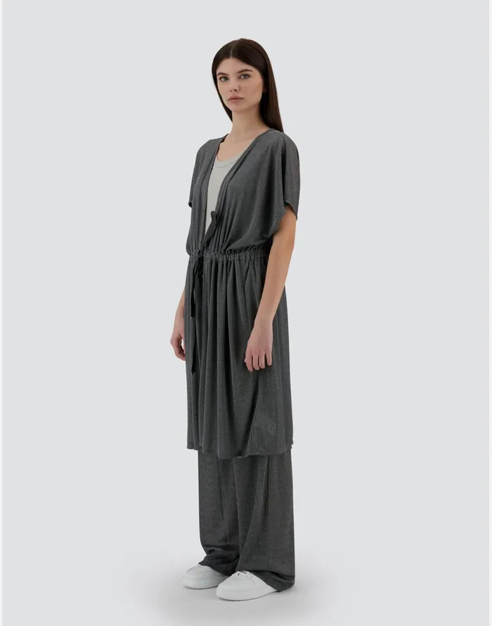 Herno RESORT CARDIGAN IN SHINE THROUGH Light Grey Women Sweaters and Cardigan
