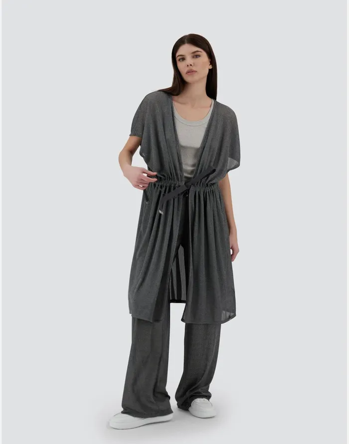 Herno RESORT CARDIGAN IN SHINE THROUGH Light Grey Women Sweaters and Cardigan