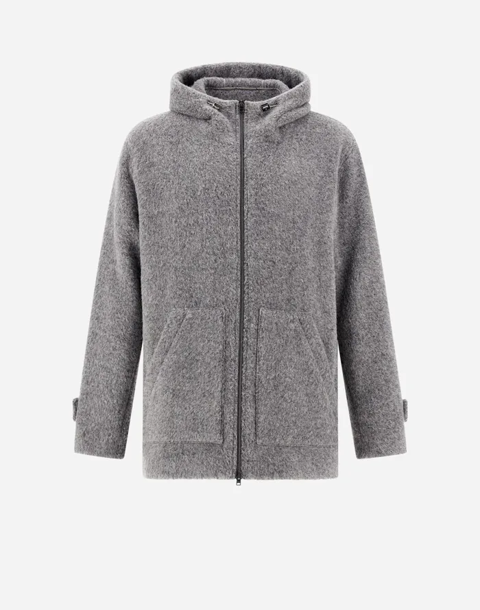 Herno RESORT JACKET IN FOG WOOL Light Grey Men Parka and Jackets