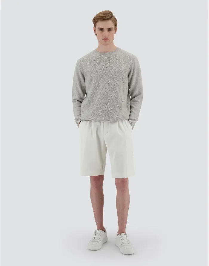 Herno RESORT SWEATER IN HERRINGBONE PLAIN CASHMERE Grey Men Knitwear