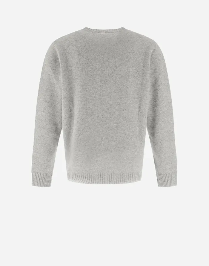 Herno RESORT SWEATER IN HERRINGBONE PLAIN CASHMERE Grey Men Knitwear