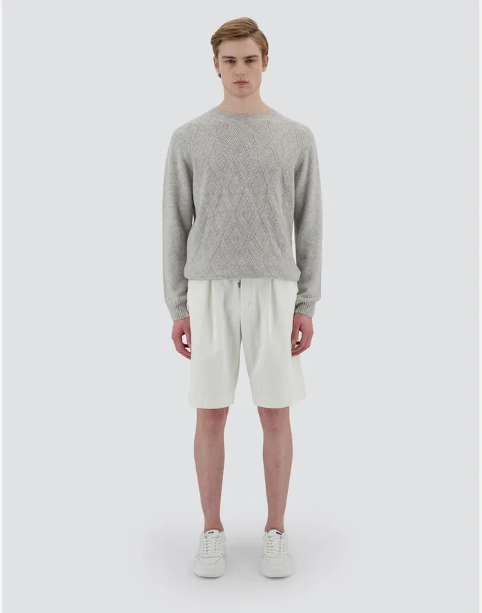 Herno RESORT SWEATER IN HERRINGBONE PLAIN CASHMERE Grey Men Knitwear