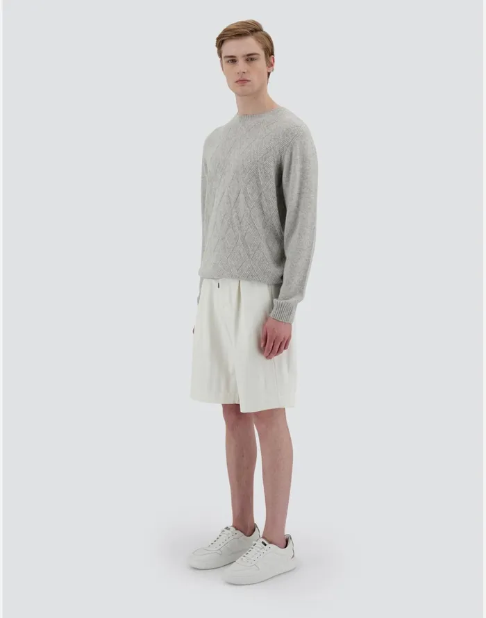 Herno RESORT SWEATER IN HERRINGBONE PLAIN CASHMERE Grey Men Knitwear