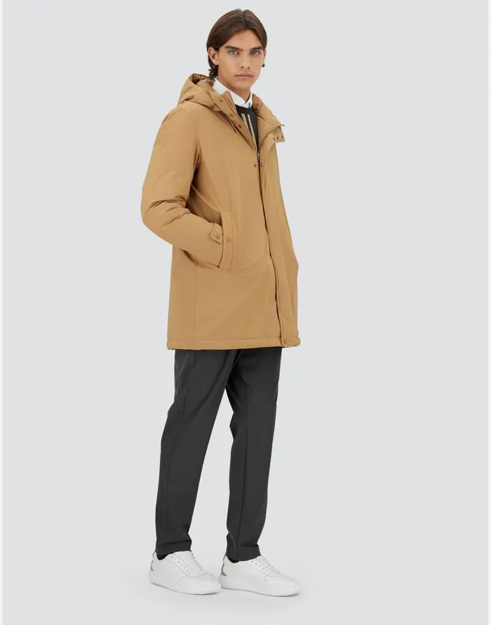 Herno STRETCH SWEATER PARKA Camel Men Parka and Jackets