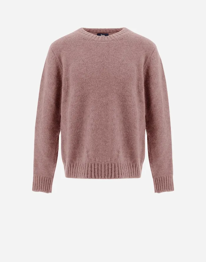 Herno SWEATER IN PLAINALPACA WOOL Pink Men Knitwear