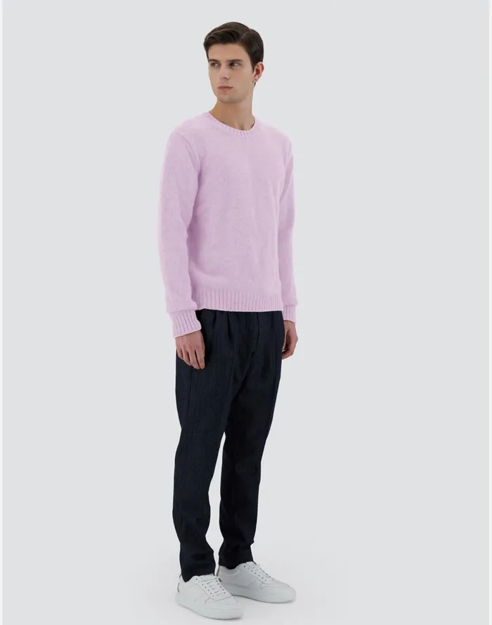 Herno SWEATER IN PLAINALPACA WOOL Pink Men Knitwear
