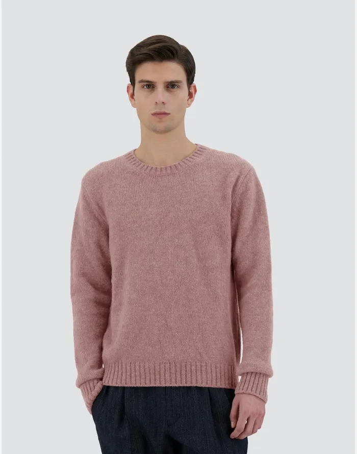 Herno SWEATER IN PLAINALPACA WOOL Pink Men Knitwear