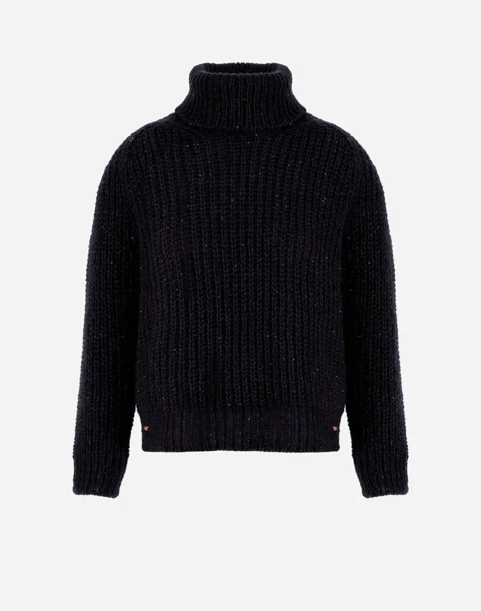 Herno SWEATER IN TWINKLE KNIT Black Women Sweaters and Cardigan