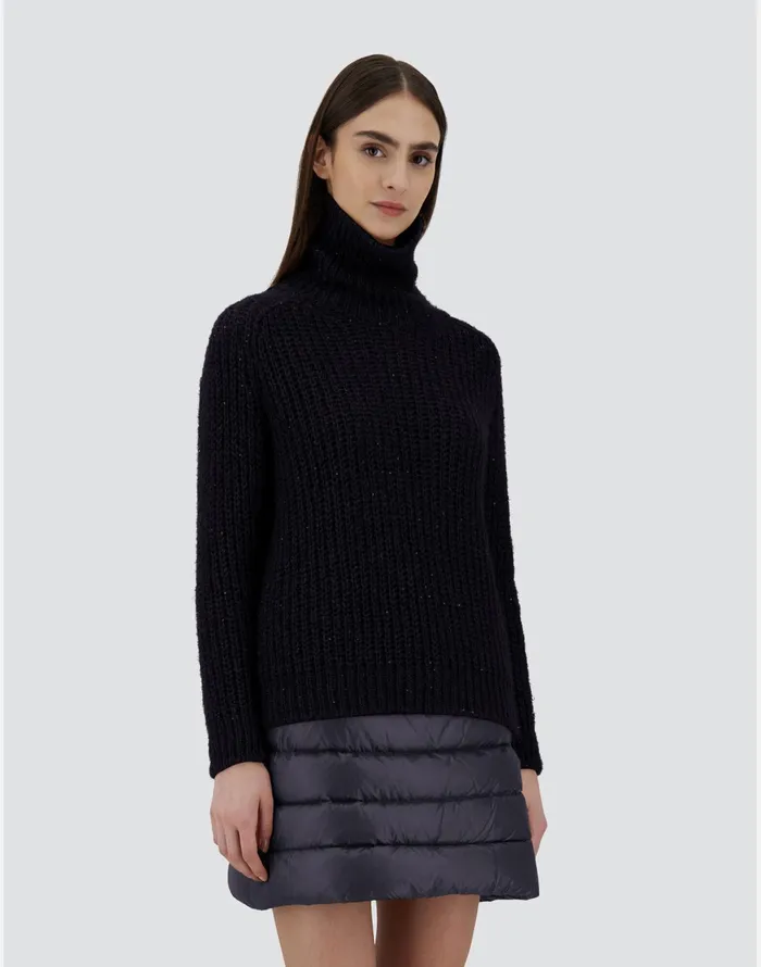 Herno SWEATER IN TWINKLE KNIT Black Women Sweaters and Cardigan