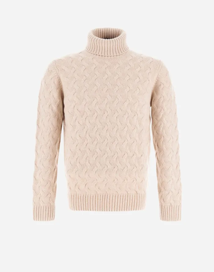 Herno SWEATER IN WOOL CASHMERE CABLE Chantilly Men Sweaters and Cardigan