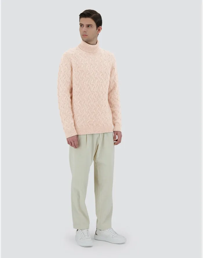 Herno SWEATER IN WOOL CASHMERE CABLE Chantilly Men Sweaters and Cardigan